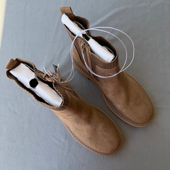 Women's Kyrie Chunky Heel Ankle Sock Boots Tan - Universal Thread Tan 7.5 - Picture 7 of 11